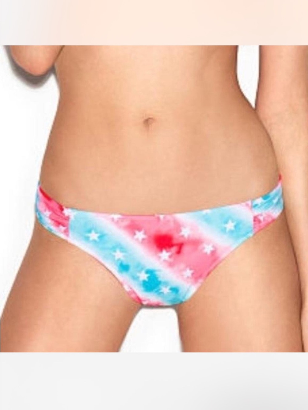 Victoria’s Secret PINK Bikini Swim Bottoms Pink Red White & Blue Stars L